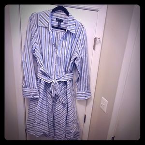 INC Asymmetrical Striped Button Up Dress